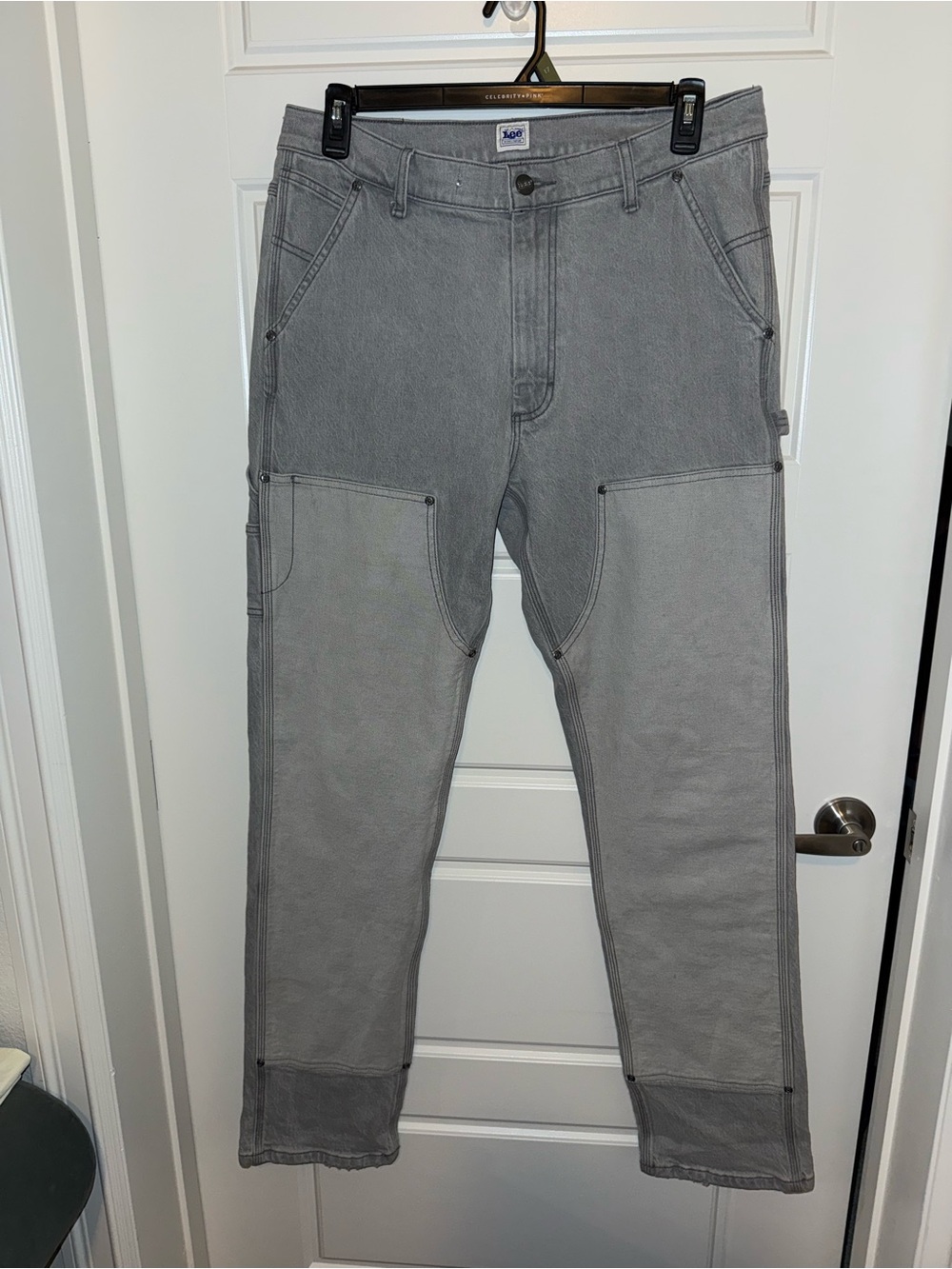 Vintage style Lee Women's Gray Cargo Jeans with Reinforced Panels